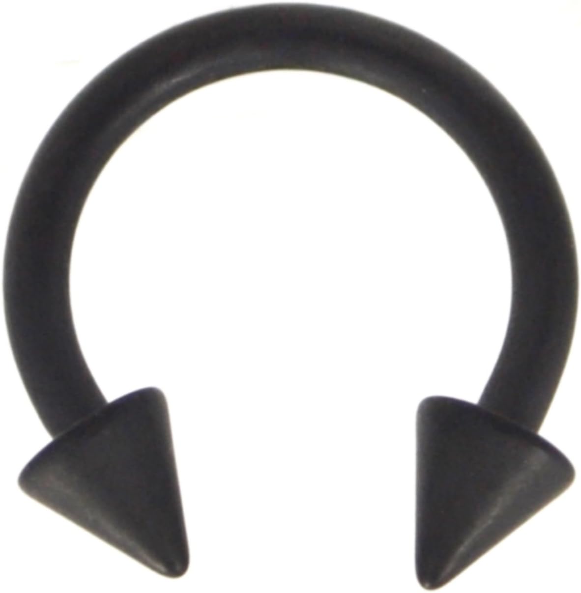 Black Matte Plated Spiky Ends Horseshoe Ring (Circular Barbell) Body Piercing Jewelry - 14G 3/8"