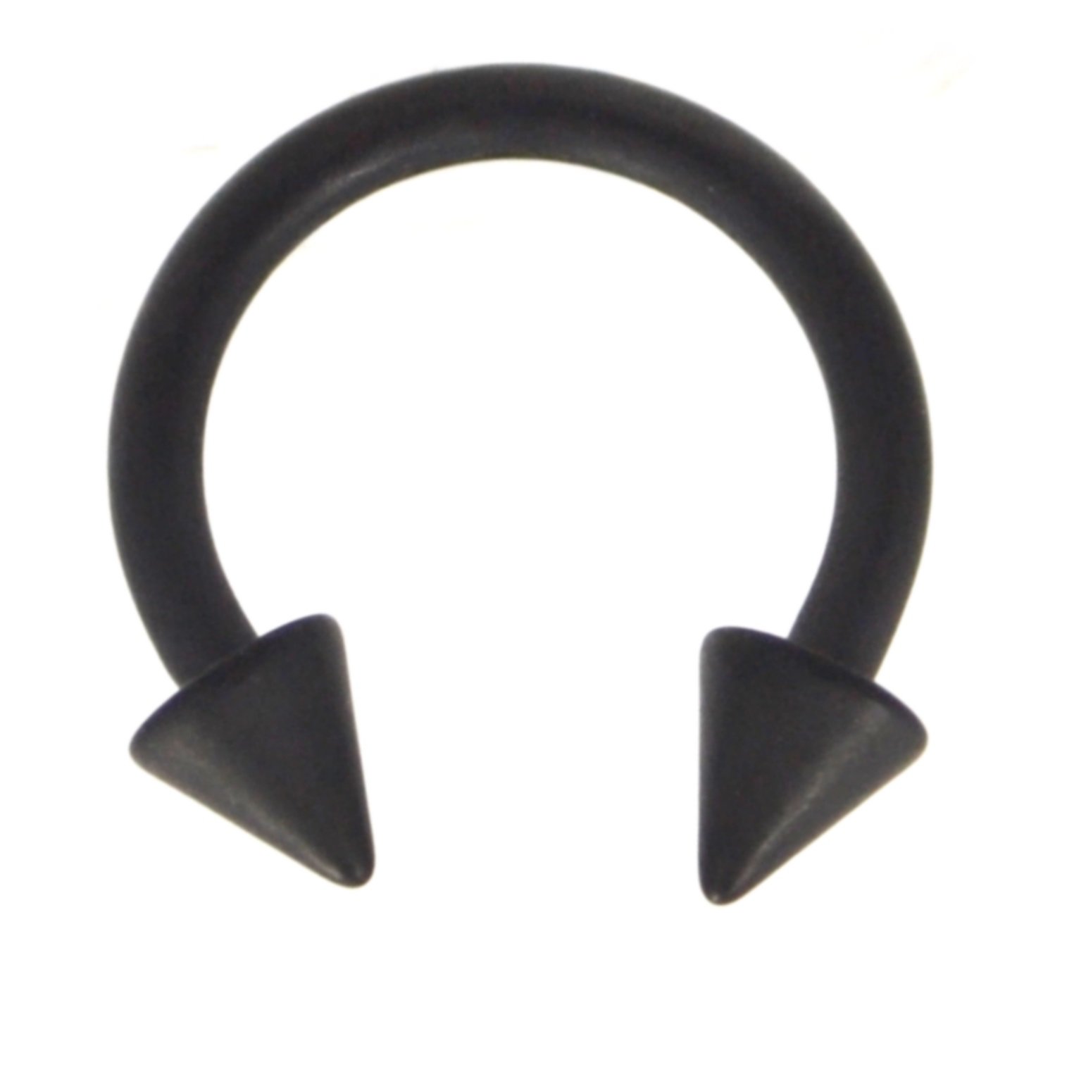 Black Matte Plated Spiky Ends Horseshoe Ring (Circular Barbell) Body Piercing Jewelry - 14G 3/8"