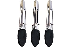 Mini Kitchen Tongs with Silicone Tips, Non-stick Small Salad Tongs
