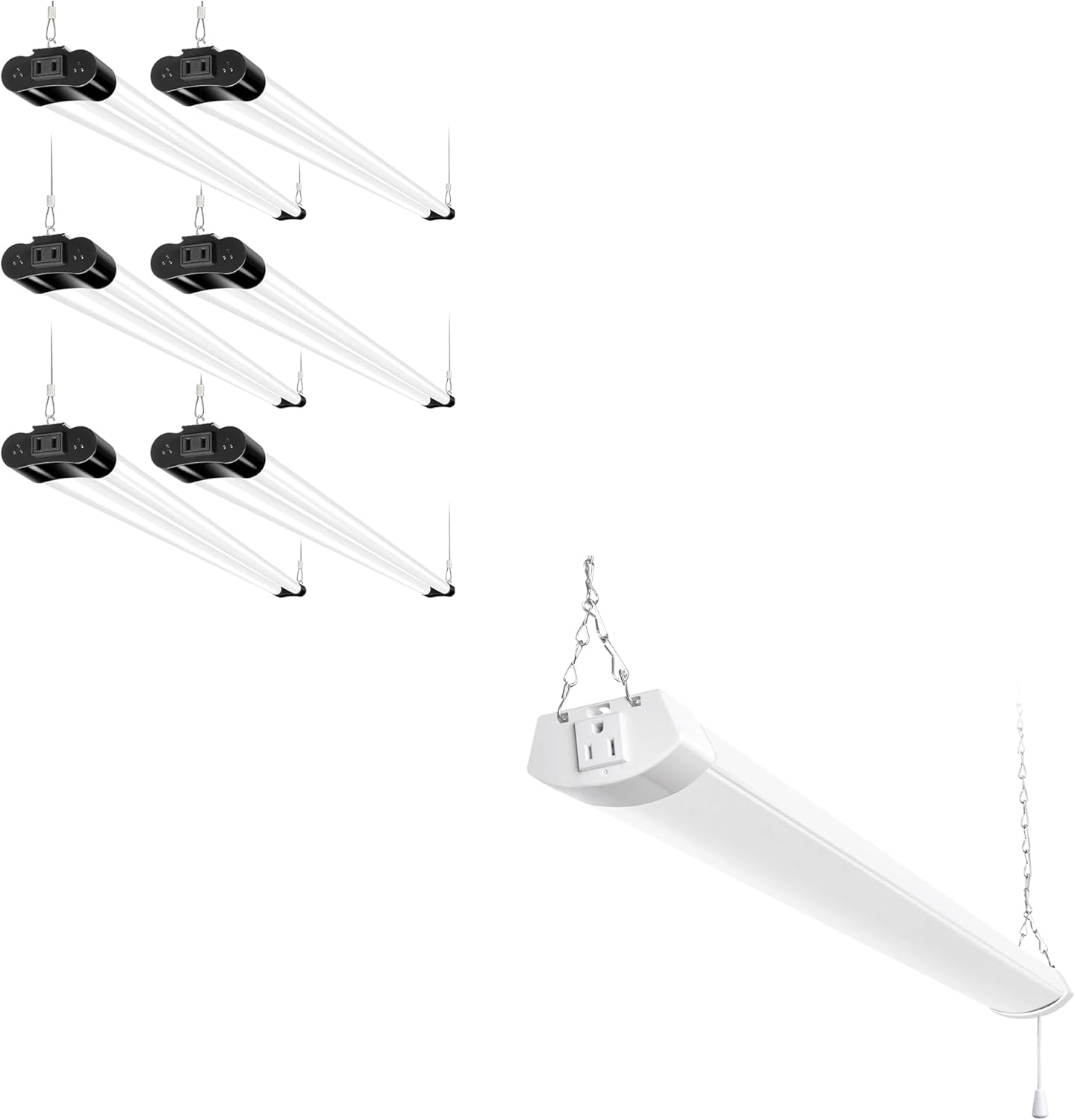 hykolity 5000K LED Shop Light Linkable, 4FT Daylight LED Ceiling Lights for Garages, Workshops, Basements, Hanging or FlushMount, Included Power Cord and Pull Chain,ETL