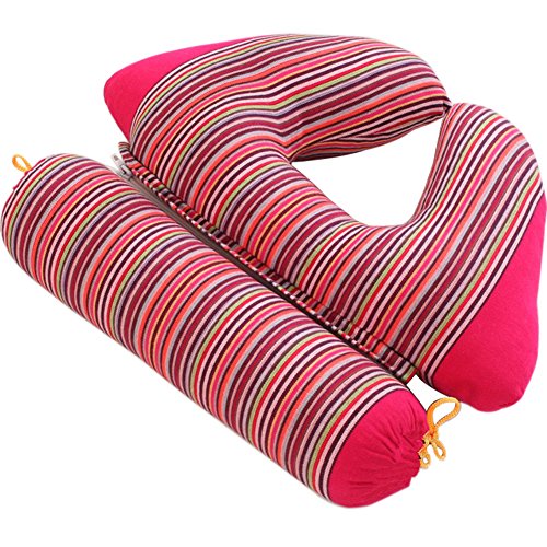 Zz Lighting 2 In 1 Buckwheat Hull Cylinder Neck Pillow And U-Shaped Pillow Combo(Rose Red) #TOP10