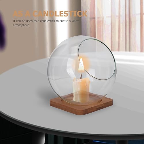 Miniatura 3 de Macetero de cristal transparente para suculentas, con fondo plano, exhibición de terrario, soporte para velas para decoración