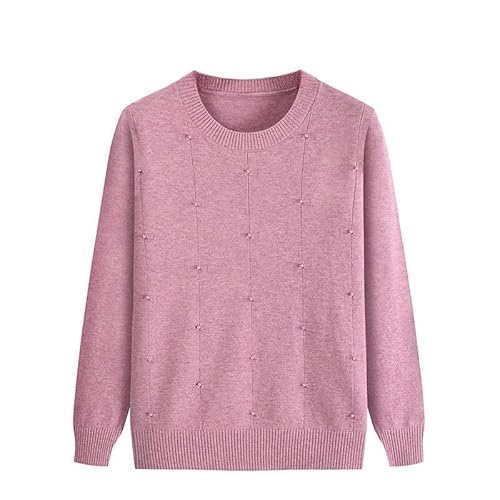 YONGHONGKEJI Suéteres De Punto para Personas De Mediana Edad Y Mayores Exquisitos Suéteres De Perlas para Señoras Mayores Jersey De Cuello Redondo Capa Base Suave Sudaderas para Madres Regalos Pa