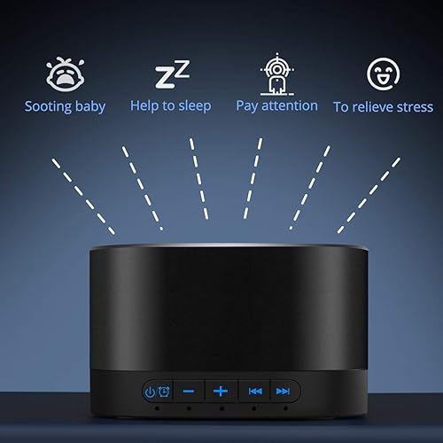 Miniatura 7 de Magicteam Máquinas de sonido blanco con 20 sonidos calmantes naturales y función de memoria 32 niveles de volumen alimentados por CA o USB y terapia