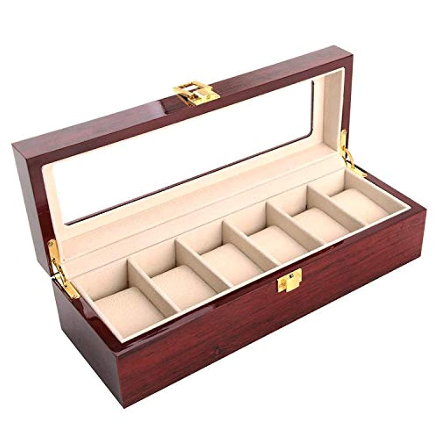 SKEIDO Watch Storage Box Case High-Grade Light Painting Wood Watch Storage For 6 Watches