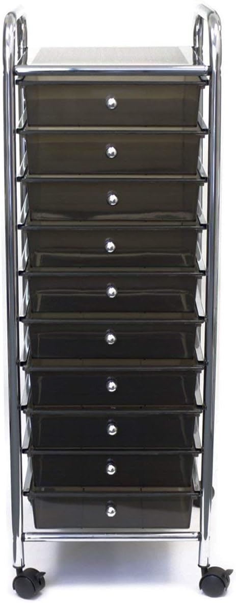 Cropper Hopper Home Center Rolling Cart W/10 Drawers-15.25x37.5x13 Smoke