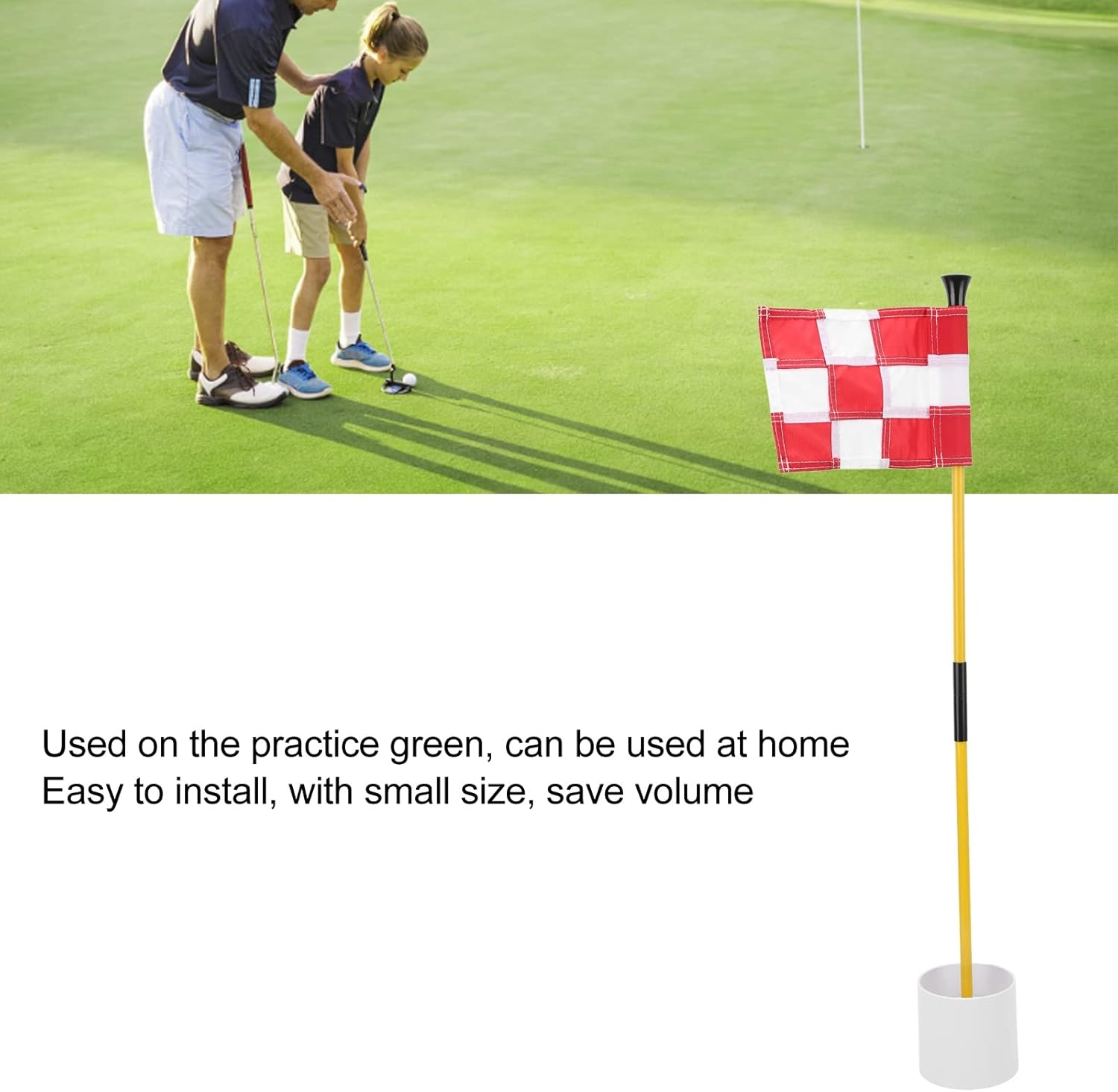 EVTSCAN Red Golf Flags - Solid Nylon and Checkered Training Golf Putting Red Flags, Indoor Outdoor Backyard Garden Portable Golf Target Flags, Portable 2 Section Detachable