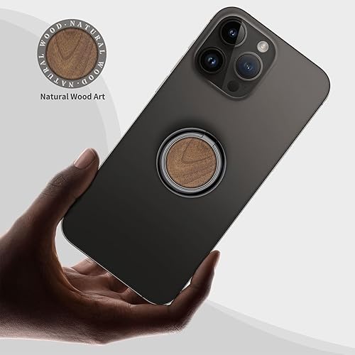 Miniatura 9 de Carveit Soporte de anillo para teléfono celular con diseño de madera maciza, soporte de metal compatible con iPhone 16 Pro Max 13 14 Galaxy S24