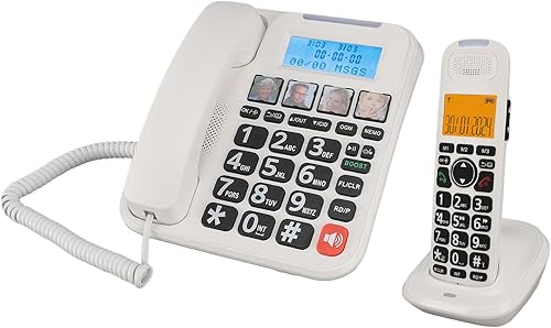 Miniatura 3 de Corded and Cordless Phone Expandable System with Digital Answering Machine and Call Blocking, Large 2in Screen and Photo Dial, for Home with