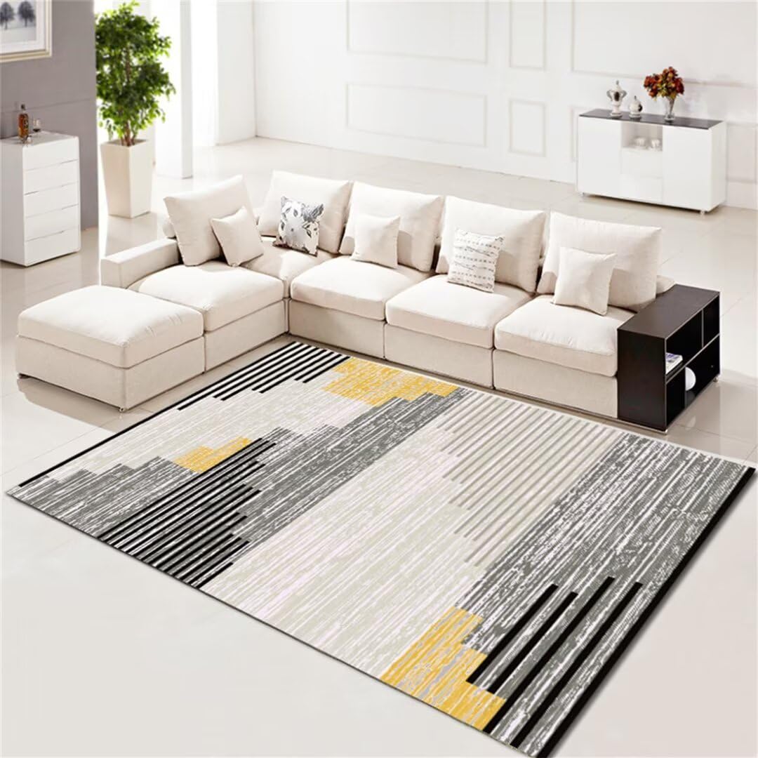Tapis chaud design lignes multicolores 120x160 cm isolant et doux pour salon