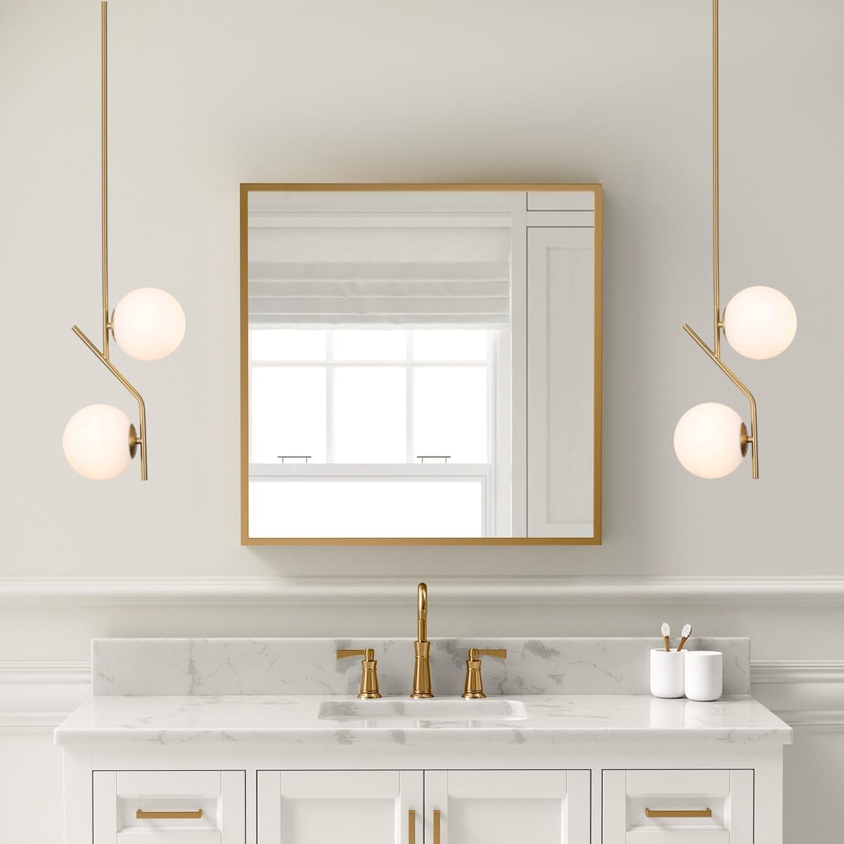 SeeU Brass Pendant Lighting 2 Light Chandelier Gold Globe Pendant Light Fixture Indoor Hanging Light Fixture for Kithchen Island Dinning Room Bedroom