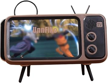 UnnFiko Wireless Bluetooth Speakers Retro TV Style Stand Holder, Cartoon Desktop Bracket Desk Mount, Universal for Samsung iPhone 12 13 14 11 Pro Max TV Brown Bluetooth