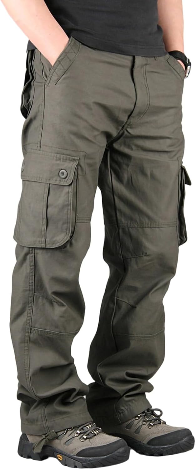 Cambkatl Men's Outdoor Casual Cargo Pants Stretch Athletic Trousers Straight Leg Hiking Sweatpants with Multi Pockets