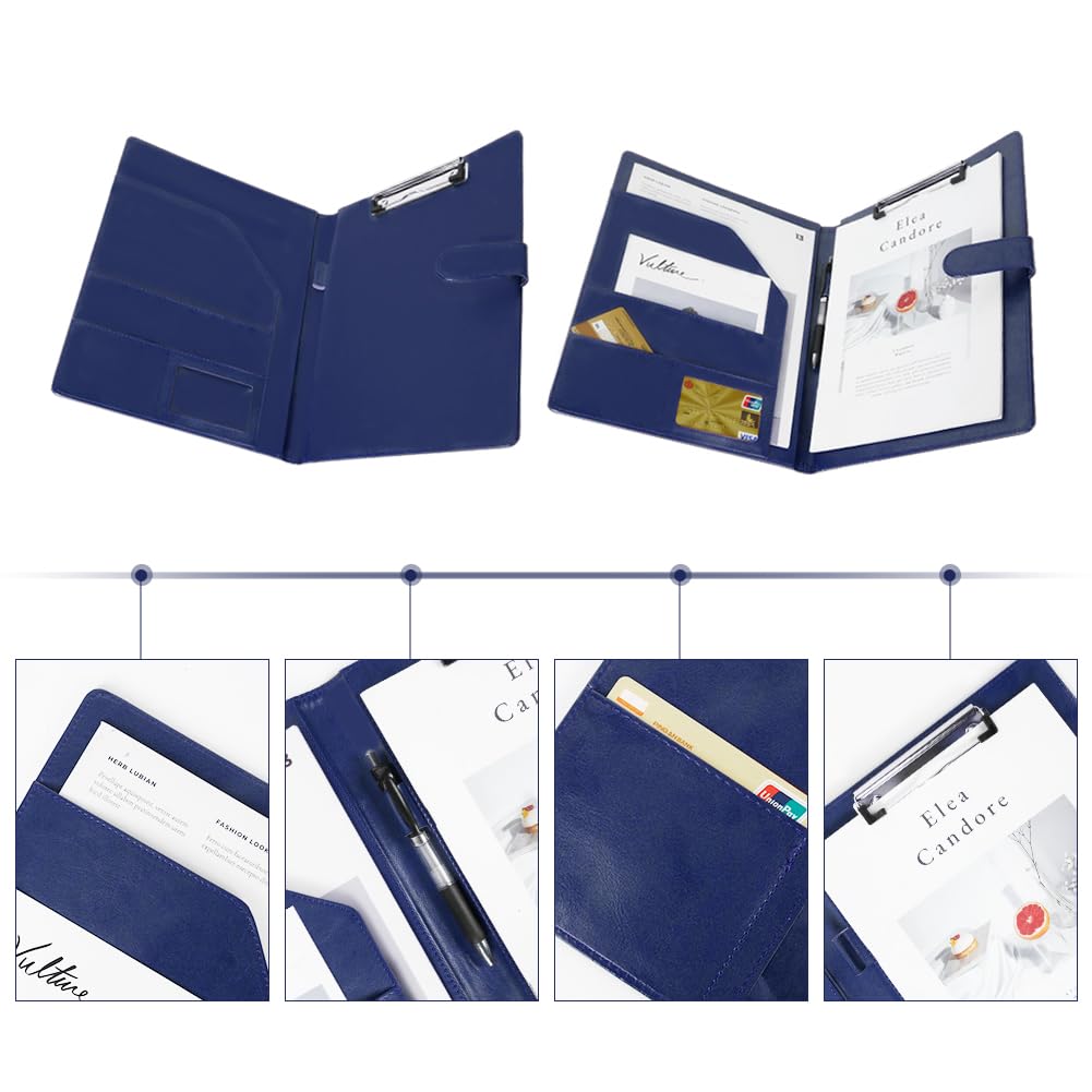 OFFCUP A4 Conference Folder, Leather Portfolio Folder, Multifunctional Foldover Document Resume File - Image 4