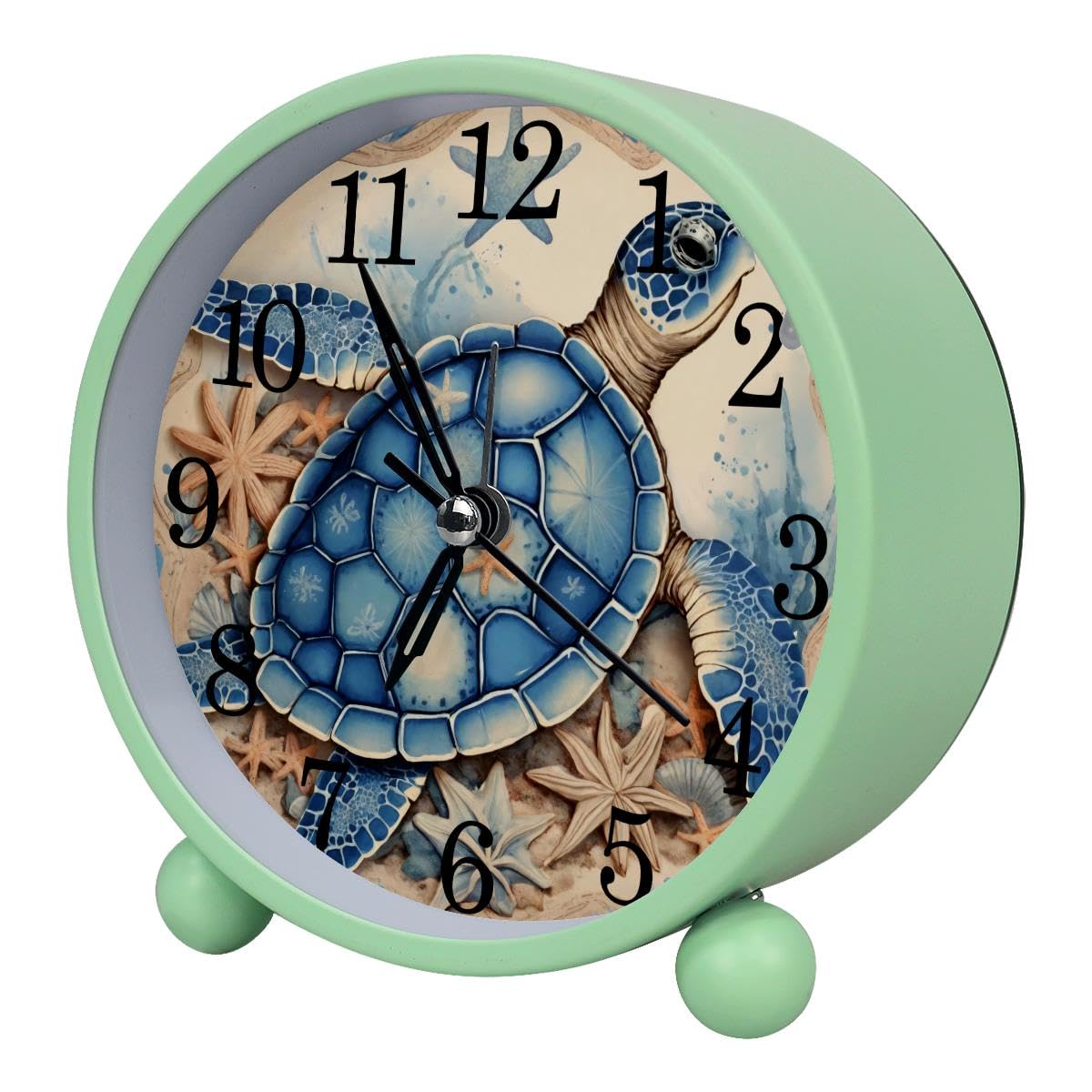 Luoweisi Alarm Clock Vintage Sea Turtle Starfish, Silent Non-Ticking with Night Light