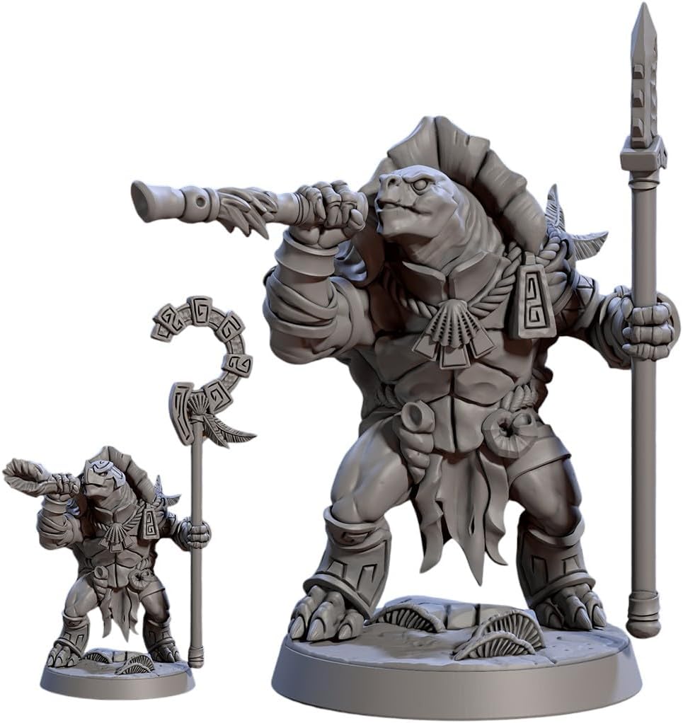 TYL Jadeshell Turtlekins Unpainted Miniature for War Gaming | RPG Scale Figures, Detailed Tabletop Board Game Accessories | Realistic Tabletop Miniatures (C, 32mm)