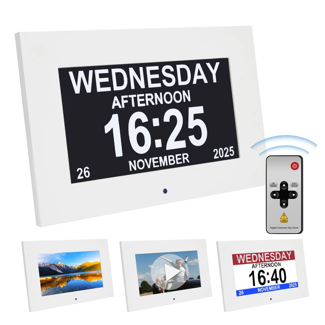 Demenz-Uhr, 17,8 cm, große Digitaluhr mit Datum und Tag, digitaler Kalender, leiser Wecker für Schlafzimmer, 12 Wecker und 20 Erinnerungen für Medikamente, Schlaf. Geschenke für Menschen mit Demenz