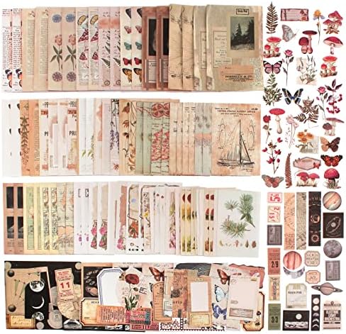 400Pcs Vintage Scrapbooking Stickers, DIY Retro Flower Planets Stickers Aesthetic, Stickers for Scrapbooking Journaling Card Album Calendar