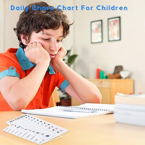 Miniatura 6 de 2 unidades de notas portátiles para niños, varios diseños de dibujos animados de mis tareas, tabla deslizante de lista de verificación con 24