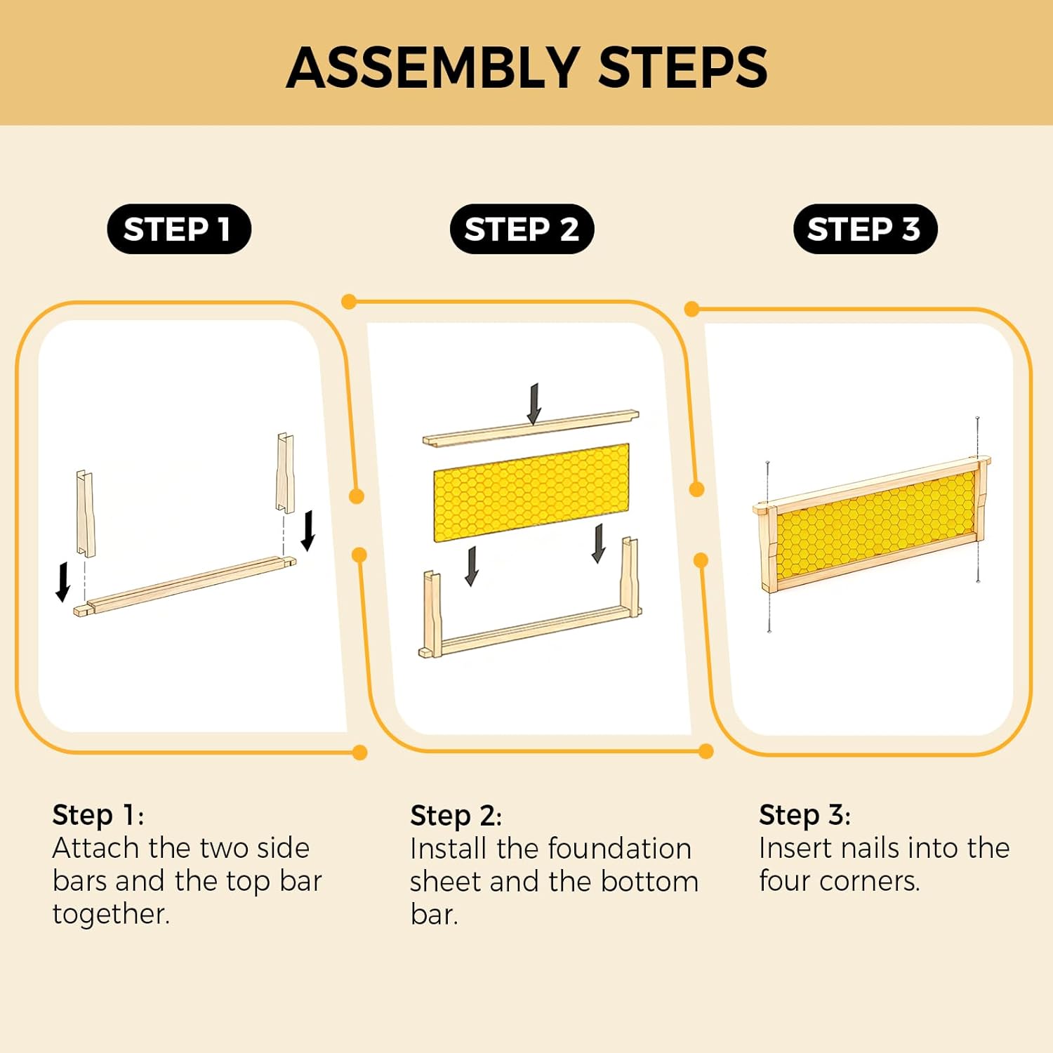 Honey Lake Medium Beehive Frames and Foudations Kit,10 Pack Super Wooden Frames and Beeswax Dipped Plastic Foundations for Beekeeping