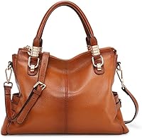 Kattee Women's Genuine Leather Satchel Tote Shoulder Bag - Durable Cowhide Handbag for Everyday Style