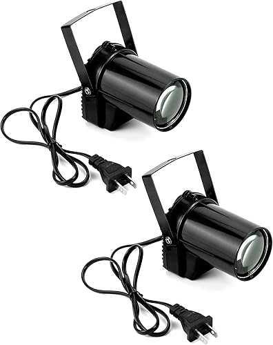 Miniatura 8 de QWORK Luz de haz LED blanco, paquete de 2 focos de haz LED de 3 W con lente, iluminación de bola de espejo DJ
