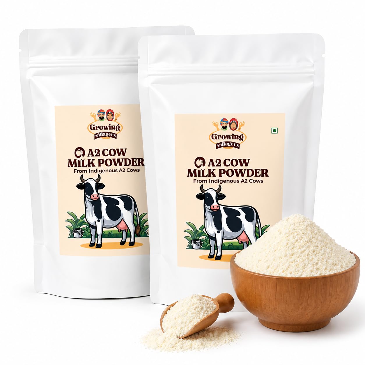 Growing Villagers A2 Milk Powder | Grass Fed Cow Source | Natural Whole Milk Nutrition | No Antibiotics | 2 Pouches of 500g Each-image-33
