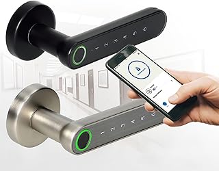 Trano Smarter Türgriff mit Touch-Tastatur & Fingerabdruckleser, Bluetooth 4.0, Zink, schwarz/silber, für Türen 38-56 mm, IP20, Variante:silber