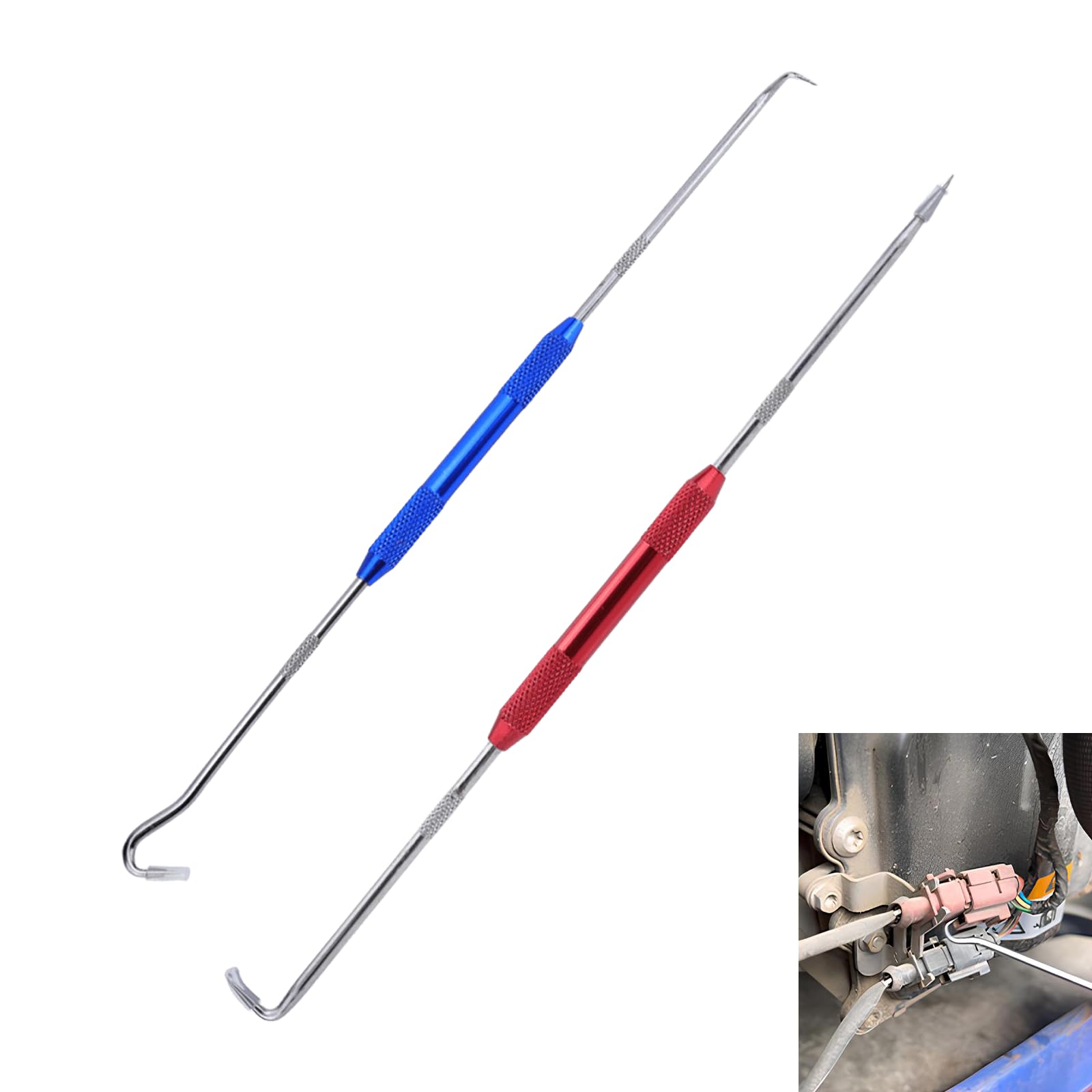YYTQP Hook and Pick Set, 2 PCS Precision Hook Set, Car Auto Oil Seal, O-Ring Seal Gasket Pick Tool Set Puller Remover for Most Cars (Red & Blue)
