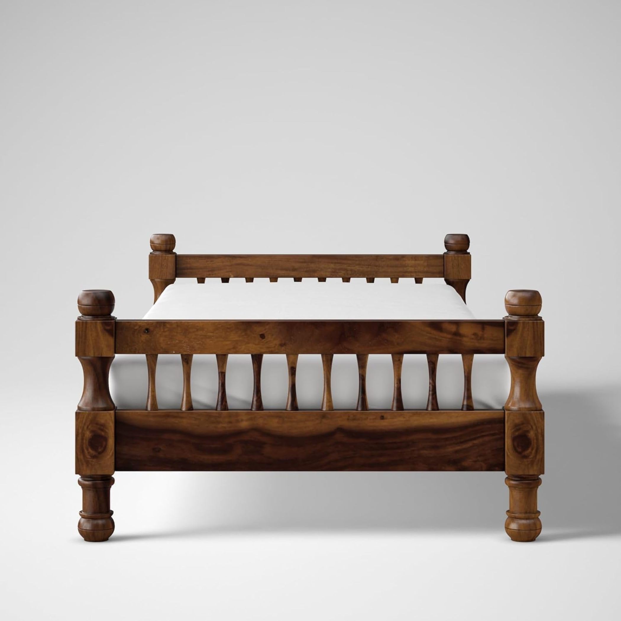 Solid Sheesham Wood Single Bed Without Storage, Wooden Cot for Bedroom, Durable Wooden Bed Frame for Home, Walnut Finish (198x97 CM), Mattress Size : 72 x 36 (Not Included Mattress)-image-21