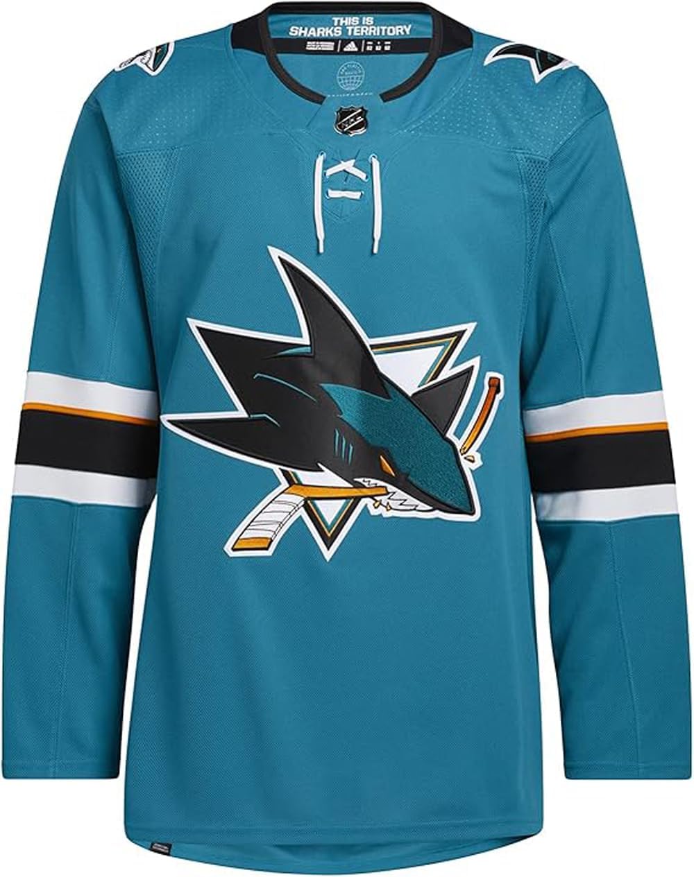 adidasMens San Jose Sharks NHL Primegreen Authentic Home Jersey, Teal