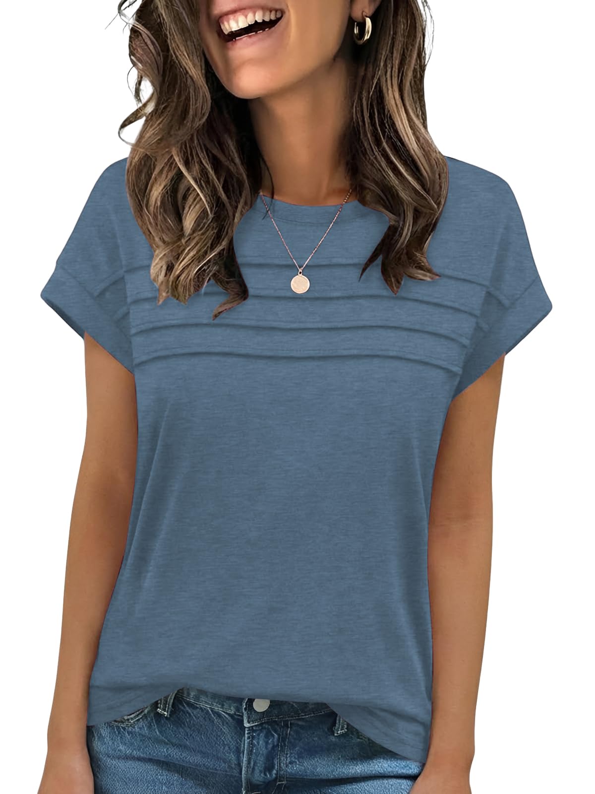 Cuptacc Tshirt Damen Sommer Rundhals Oberteil Damen Basic T Shirt Kurzarm Locker Tank Top Elegante Bluse Business Outfit