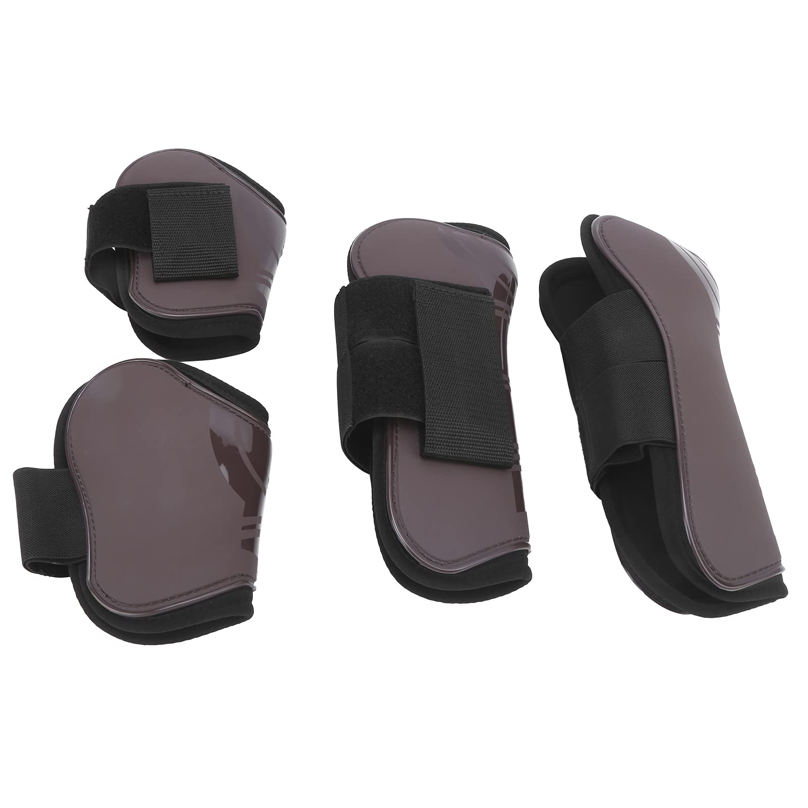 Paratendine del Cavallo Protezione per Le Gambe Paragambe per Cavallo Regolabile Elastico Ispessito in PU con Gancio in Nylon per Allenamento di Salto Anteriore Coppia Posteriore