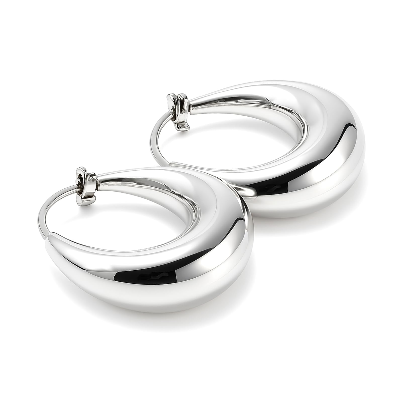 Aros de Plata de Ley 925 y Oro Vermeil de 18K Hechos a Mano para Mujer, Diseño de Media Luna, Ligeros e Hipoalergénicos, Joyería Minimalista para Uso Diario y Regalo
