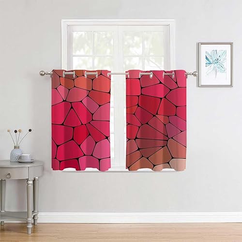 Miniatura 3 de Cortinas De Cocina Modernas Cortinas De Cocina Modernas Mosaico Geométrico Rosa Cortinas de macramé para puertas, tela acústica 85 pulgadas de ancho