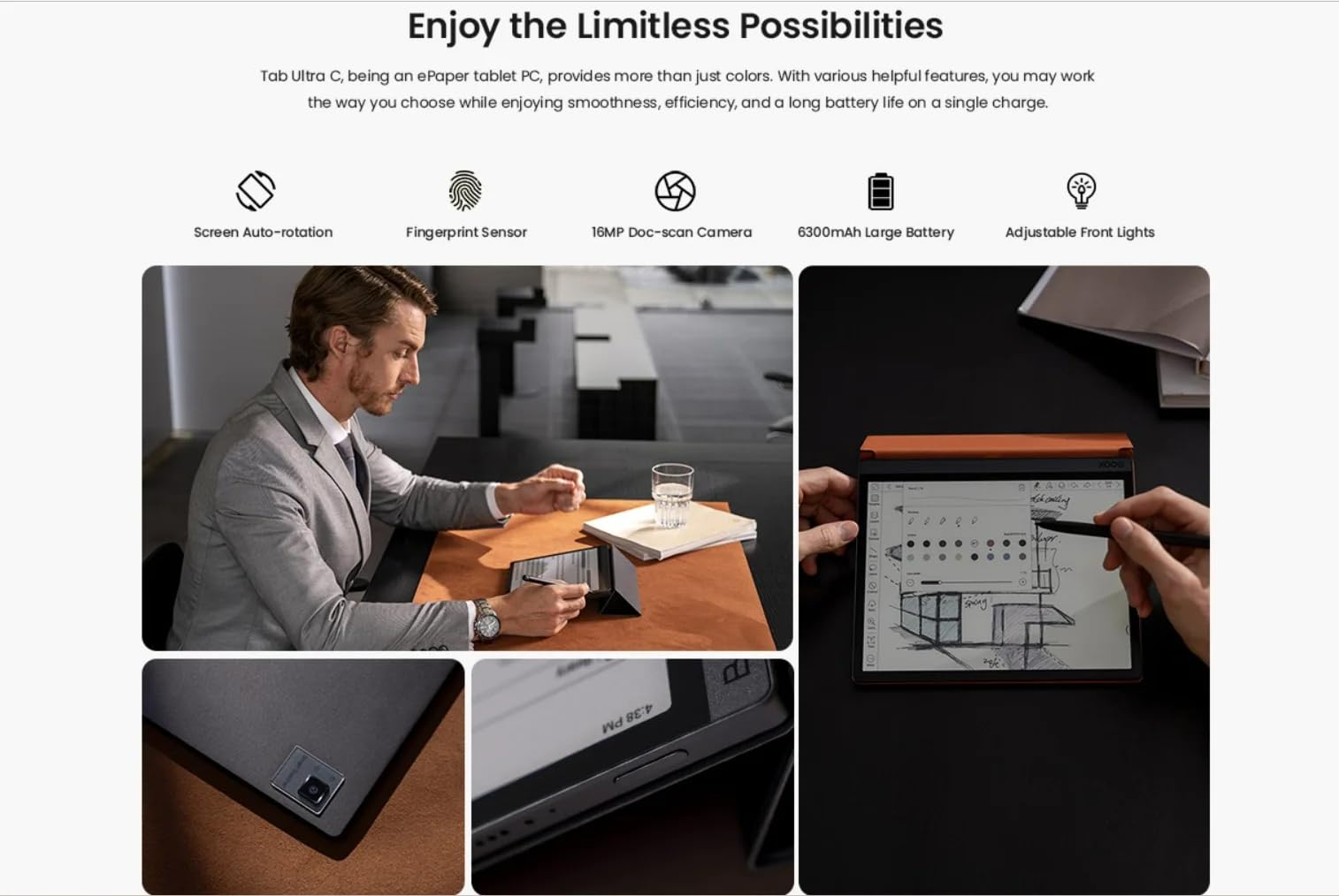 BOOX Tab Ultra C,E-ink Tablet Tela ePaper Kaleido 3 Cores de 10,3