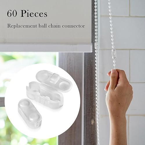 Miniatura 7 de TUTUDOW 60 conectores de cadena, conectores de cadena de cuentas enrollables, cadena de cuentas para persianas enrollables y persianas verticales,