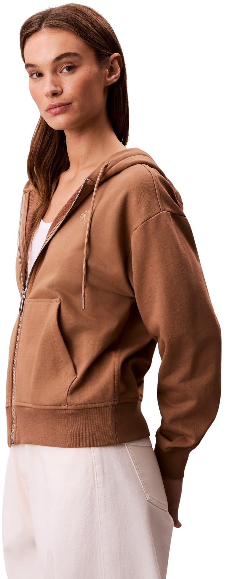 Calvin Klein Sudadera con Cremallera Mujer Archive Logo French Terry con Capucha
