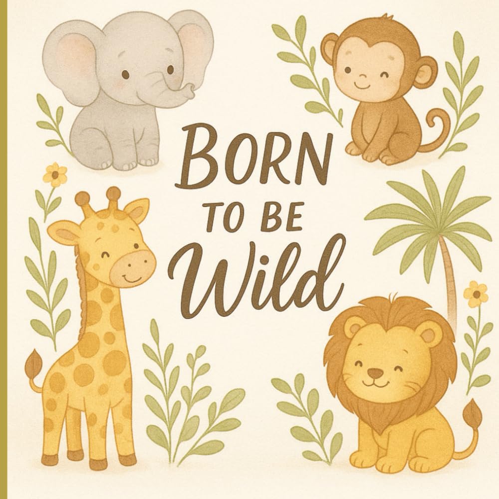 Born to Be Wild: Baby Shower Guest Book: Memory Party Keepsake Safari Themed Book with Elephants, Zebras, and Lions and Parents, Unique with ... for Boy or Girl and 40 Sign In for Guests