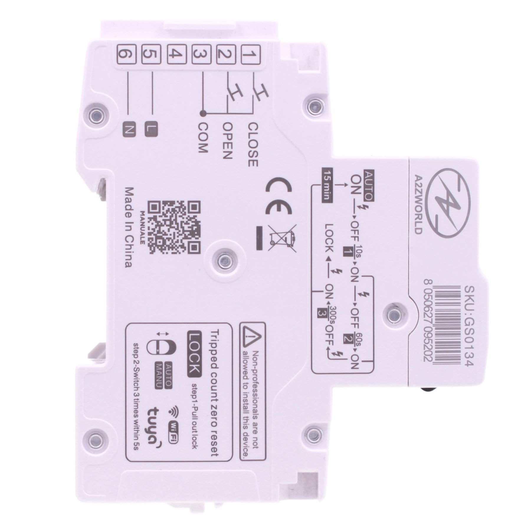 Interruptor diferencial puro WIFI Rearme automático, RCCB tipo B 10kA, Idn 30 mA/0,03 A, 40 A, APP Tuya Smart Life, 1P + N, 3 módulos, control remoto y manual