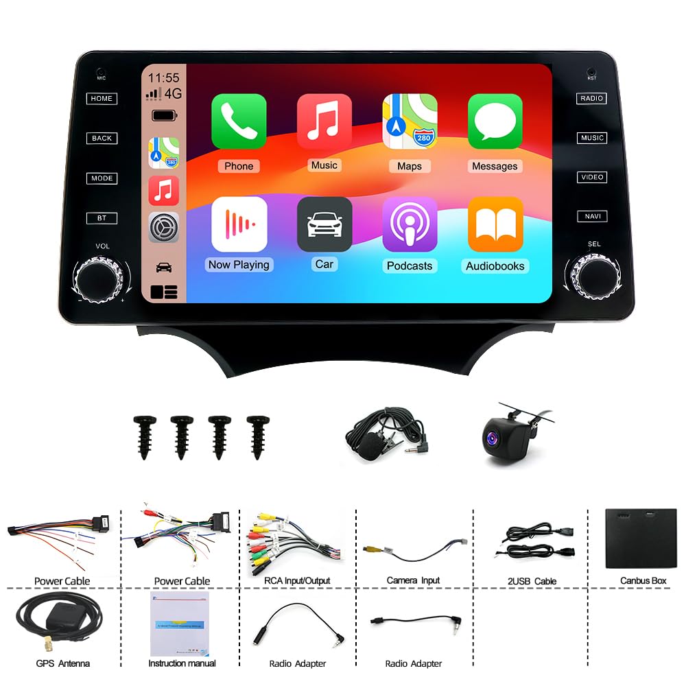 4+64G Android 14 Autoradio für Ford Ka 2008-2014 mit Carplay Android Auto | 10 Zoll Touchscreen Auto Stereo Display Player Radio GPS Navigation Head Unit mit SWC FM RDS MirrorLink Splitscreen Bluetooth