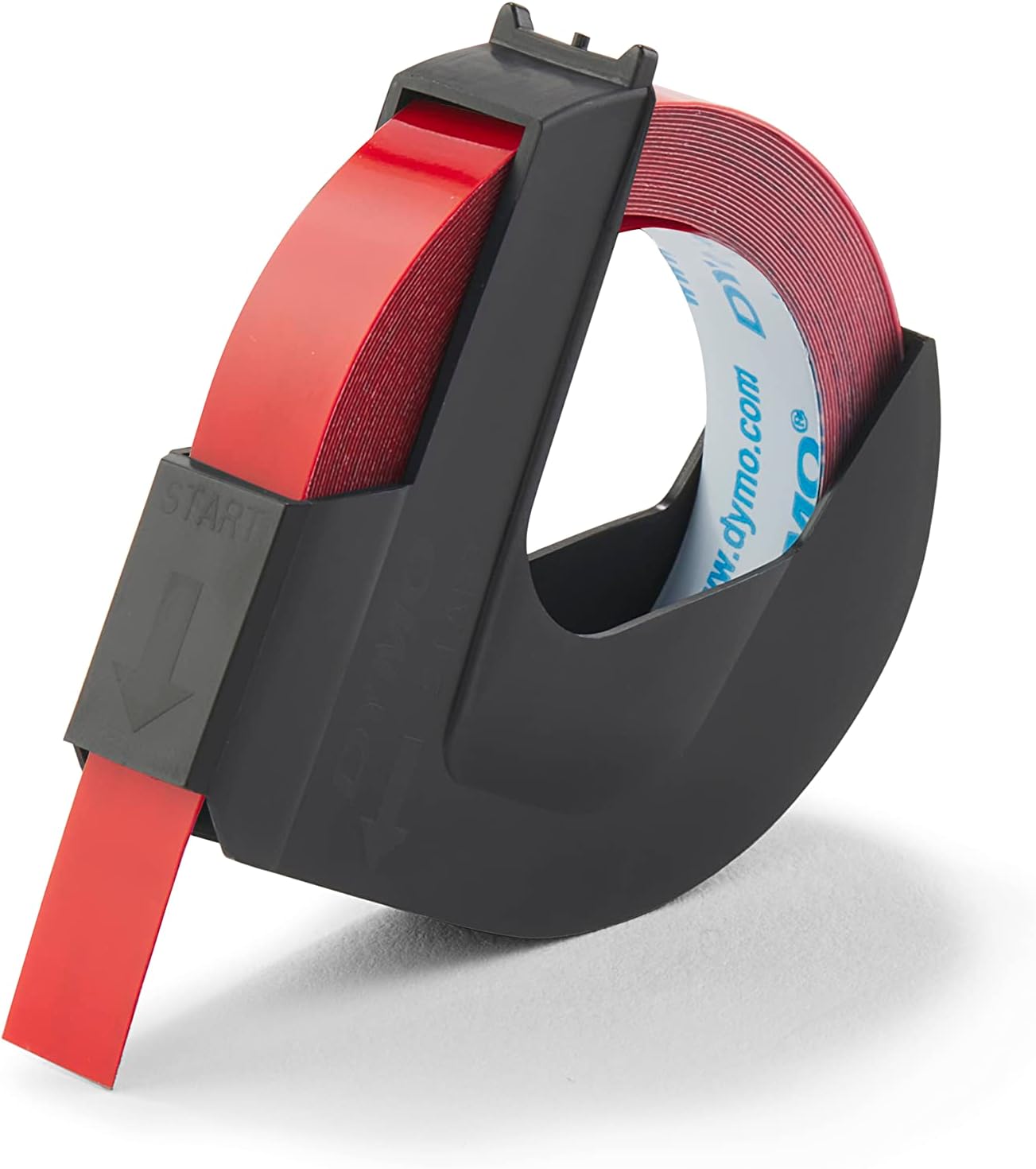 DYMO 3D Plastic Embossing Labels for Embossing Label Makers, White Print on Red, 3/8'' x 9.8', 1-roll Pack (520102)