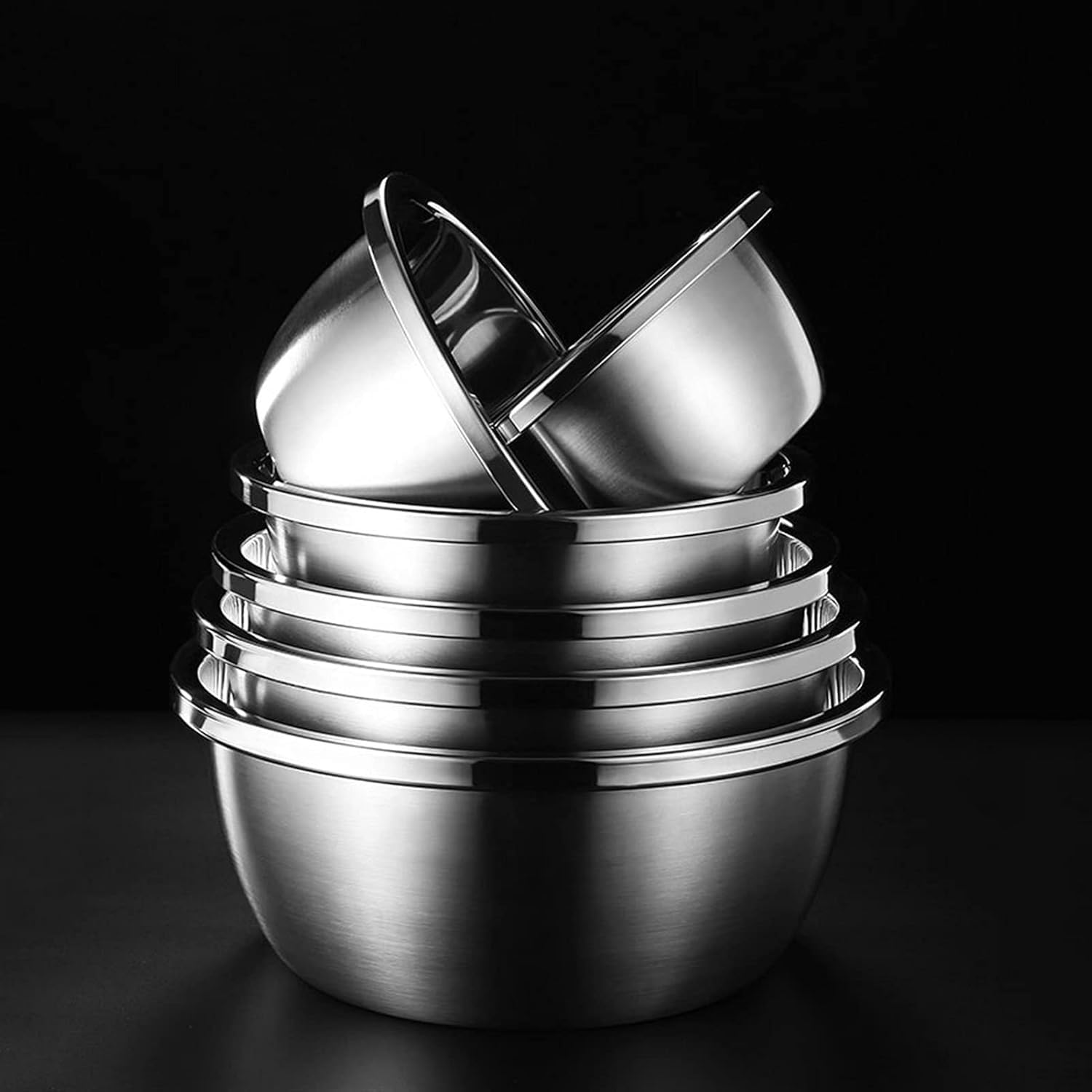 5-teiliges Kochset, Induktions-Kochgeschirr mit Töpfen, Pfannen und Rührschüsseln aus 304 Edelstahl, langlebige Küchenutensilien für Hobbyköche