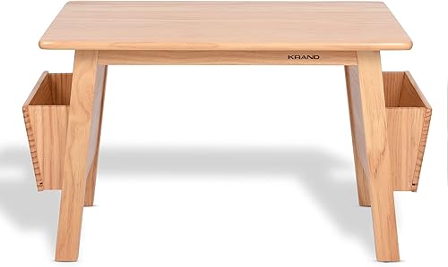 Miniatura 8 de Kids Solid Wood Table and 2 Chair Set with Storage Desk and Chair Set for Children Toddler Activity Table (Solid Wood/Natural) Natural,Bianca Blanco