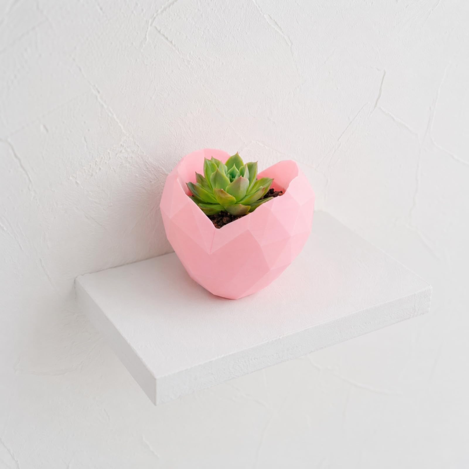 Quoravel Love Heart Shape Planter Pot, Geometric Heart Flowerpot, Cactus Succulents Plants Container, Gift for Valentine's Day Pink