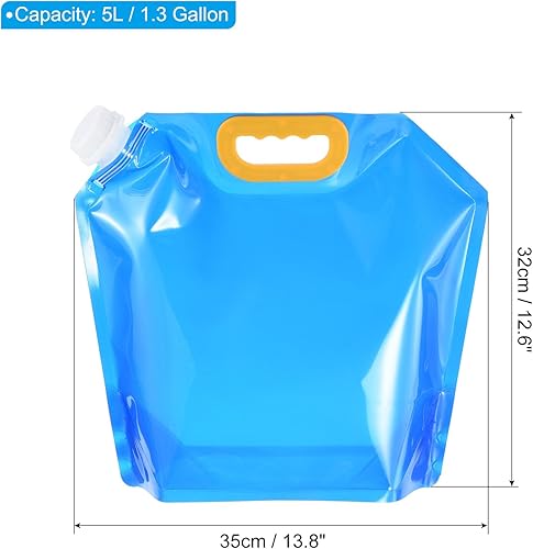 Miniatura 9 de PATIKIL Bolsa plegable para contenedores de agua de 1.3 galones, paquete de 2 jarras de almacenamiento de plástico plegables para camping,