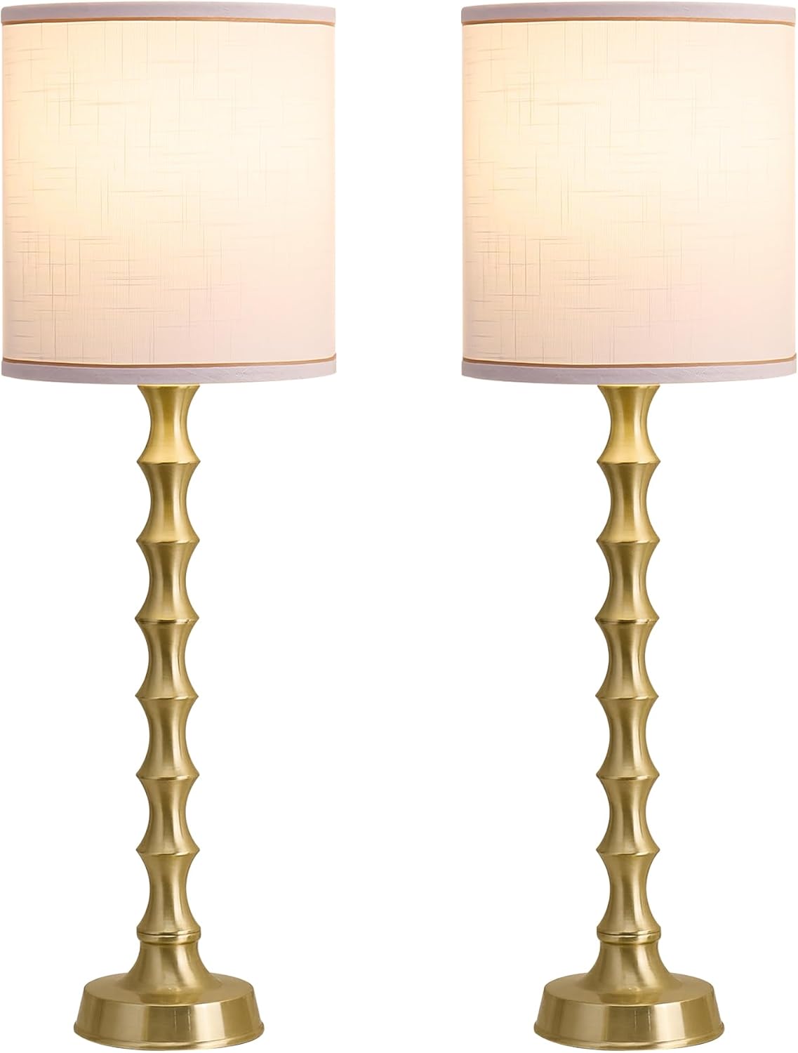 30.5" Gold Buffet Table Lamps Set of 2 with White Lampshade, Tall Skinny Gold Lamps Set of 2 for Living Room, Sideboard & Home Office
