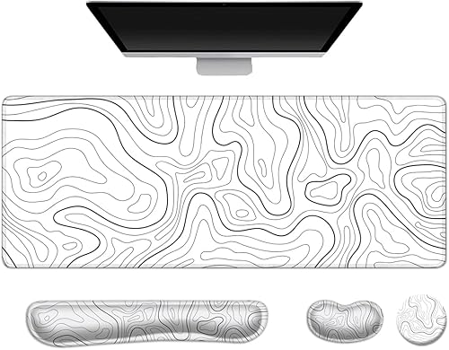 Juego de alfombrillas para mouse y teclado, alfombrilla de mouse extendida para juegos + soporte para reposamuñecas para teclado, espuma