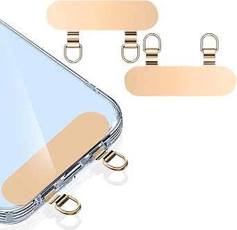 ZXZone 2 Way Metal Phone Tether, Upgraded Double Buckle Lanyard Patch, Phone Strap Replacement for iPhone Cases T, 2 Pieces Gold