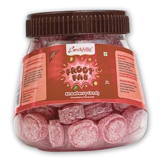 CandyVille Frootfab Strawberry Candy Jar (400 Gram) | Fruit Flavoured Candy